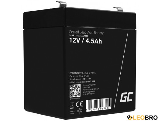 AGM Акумулятор Green Cell VRLA 4.5Ah 12V (AGM44) - 1