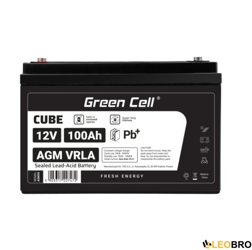 AGM Акумулятор 100Ah 12V Green Cell VRLA (AGM30) - 3