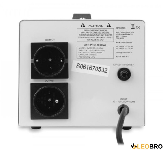 Стабілізатор напруги Volt Polska AVR PRO 2000VA 3% SERVO (5AVRZP2000) - 4