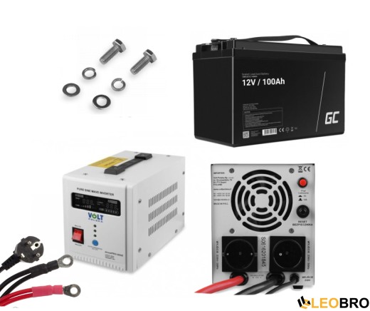 Гібридний ДБЖ/інвертор Volt Polska SINUS PRO 500E + Акумулятор Green Cell AGM VRLA 100Ah 12V - 1