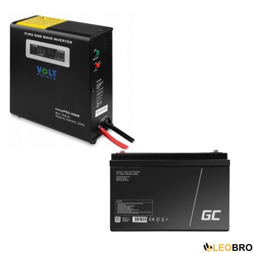 Гібридний ДБЖ/інвертор Volt Polska SINUS PRO 500W + Акумулятор Green Cell AGM VRLA 100Ah 12V - 1