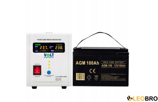 Гібридний ДБЖ/інвертор Volt Polska SINUS PRO 500E + Акумулятор AGM Volt 12V 100Ah - 1
