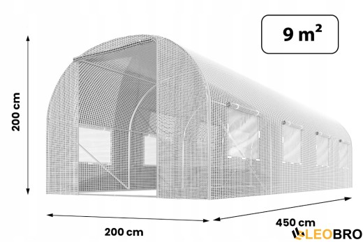 Садовая теплица с окнами Plonos 9m2 Белая = 450х200х200 см (4972-A) - 3