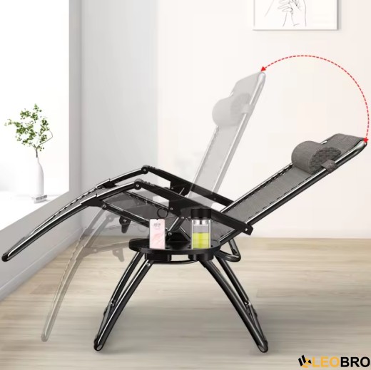 Розкладне крісло шезлонг із подушкою Zero Gravity LEOBRO Чорне - 6