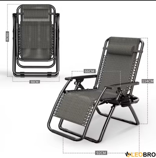 Розкладне крісло шезлонг Zero Gravity LEOBRO Чорна труба - 5