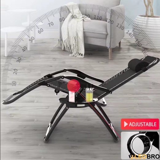 Розкладне крісло шезлонг Zero Gravity LEOBRO Чорне - 4