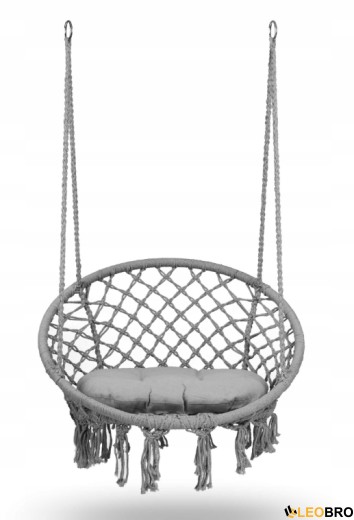 Гойдалка гніздо зі спинкою 80 см плетена BOHO Grey + подушка (290010) - 2
