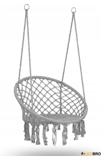 Гойдалка гніздо зі спинкою 80 см плетена BOHO Grey (290002) - 1
