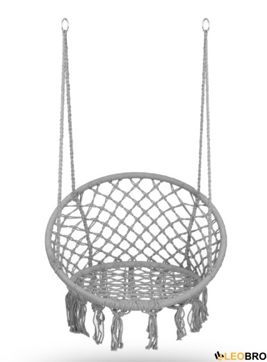 Гойдалка гніздо зі спинкою 80 см плетена BOHO Grey (290002) - 2