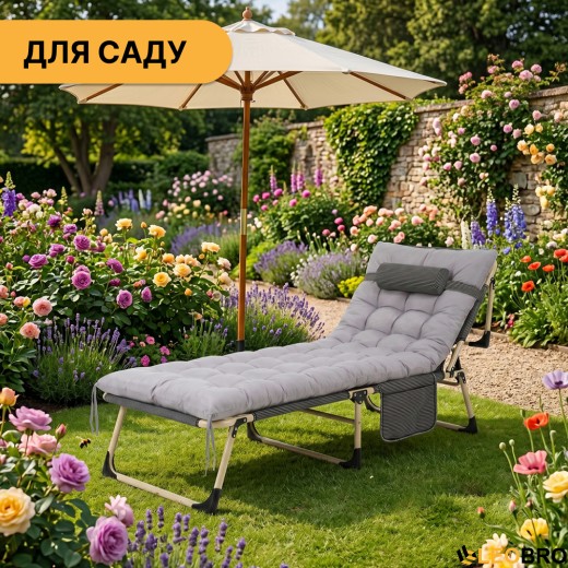 Розкладне ліжко (розкладачка) з подушкою LEOBRO Темна смужка - 2