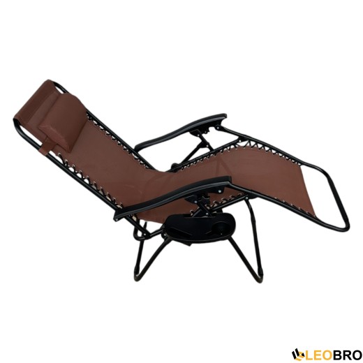 Розкладне крісло шезлонг Zero Gravity LEOBRO Коричневе - 5