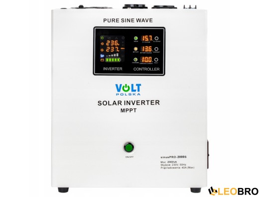 Гібридний ДБЖ/інвертор Volt Polska SINUS PRO 2000 S 24/230V 1400/2000W + 40A MPPT 100V (3SPS200024) - 2