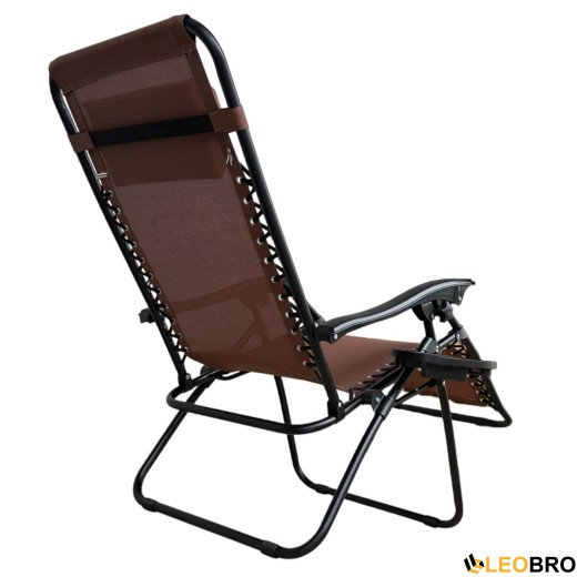 Два шезлонги Zero Gravity LEOBRO: коричневий відтінок (HT-167A12 BROWN) - 7