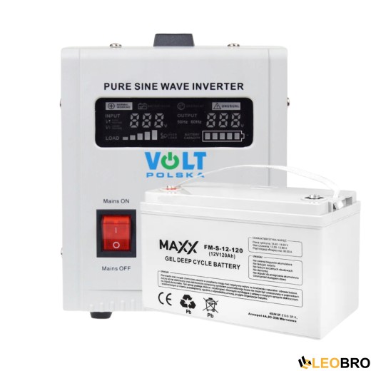 Комплект для стабільного енергопостачання: Volt Polska 350/500W + Акумулятор 4SUN MAXX GEL 120 Ah - 1