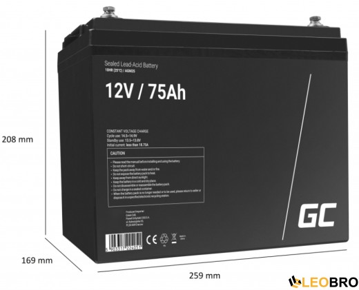 AGM Акумулятор 75Ah 12V Green Cell VRLA (AGM25) - 2