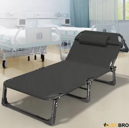 Розкладне ліжко (розкладачка) з подушкою LEOBRO Темно-сіре (FB-S04-PC) - 4