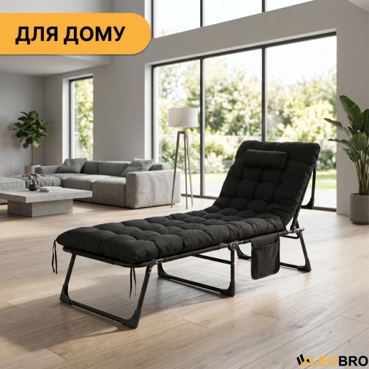 Раскладная кровать (раскладушка) с подушкой LEOBRO Темно-серая (FB-S04-PPB) - 10
