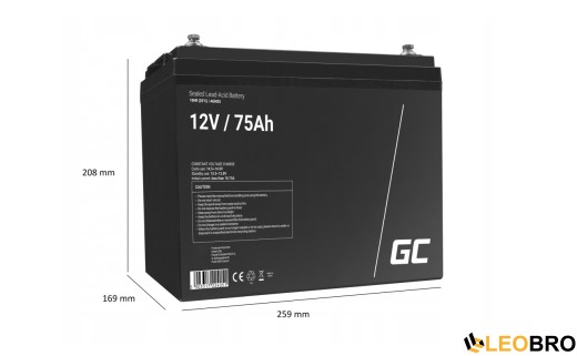 Аварійний комплект живлення Volt Polska SINUS PRO 800 W 12/230V 500/800W + Акумулятор Green Cell AGM VRLA 75Ah 12V - 3