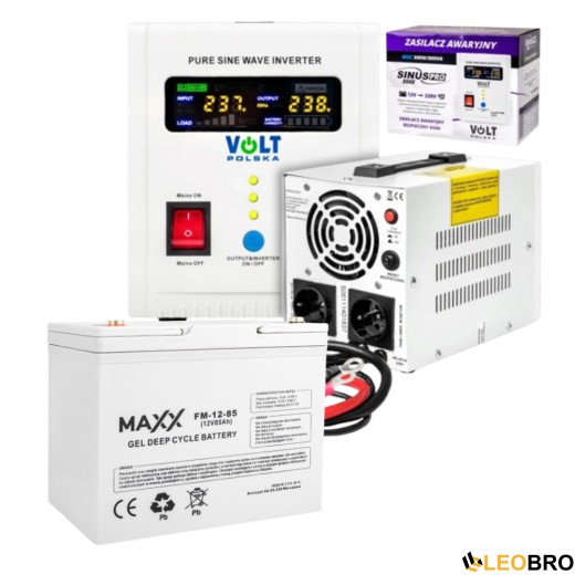Аварійний комплект Volt Polska SINUS PRO 800 E 12/230V 350/500W + Гелевий акумулятор 4SUN MAXX GEL 85 Ah - 1