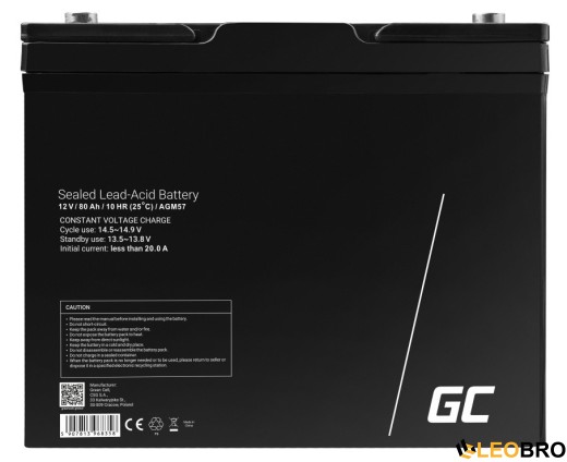 Акумулятор Green Cell AGM VRLA 80Ah 12V (AGM57) - 1