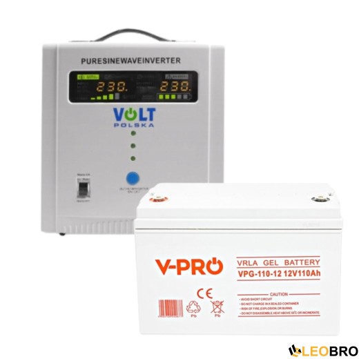 Аварійний комплект Volt Polska SINUS PRO 2000 E 12/230V 1250/2000W + Акумулятор VOLT GELL 110Ah 12V - 1