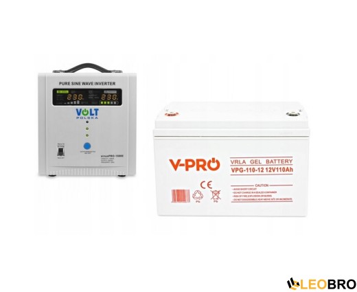 Аварійний комплект Volt Polska SINUS PRO 1500 E 12/230V 1050/1500W + Акумулятор VOLT GELL 110Ah 12V - 1