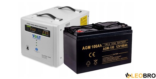 Аварійний комплект Volt Polska SINUS PRO 1500 E 12/230V 1050/1500W + Акумулятор VOLT AGM VRLA 100Ah 12V - 1