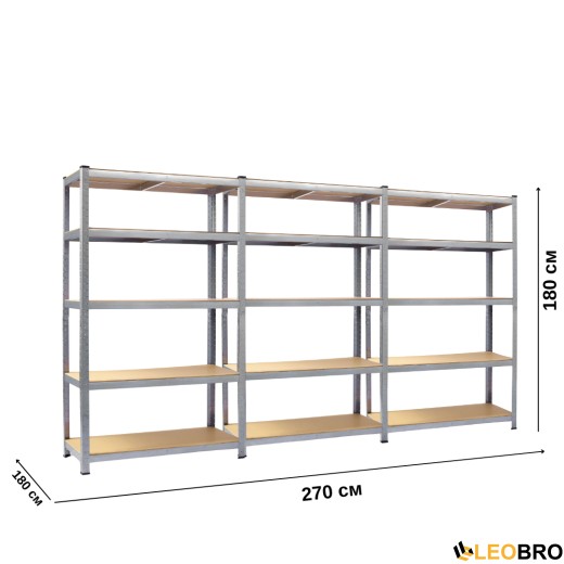 Cтеллаж Humberg 180 х 270 х 40см, 175кг/полка, 5 полок HR-812 - 3