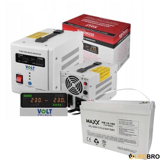 Аварійний комплект Volt Polska SINUS PRO 800 E 12/230V 500/800W + 4SUN MAXX GEL DEEP CYCLE 100Ah 12V - 5
