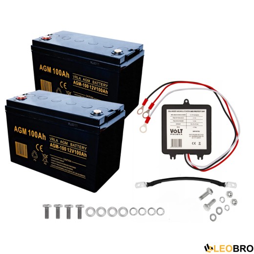 Комплект Акумулятор VOLT AGM VRLA 12V 100Ah 2шт + Балансир для акумуляторів Volt Polska 24V - 1