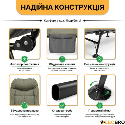 Розкладне ліжко (розкладачка) LEOBRO (FB-S17) - 8