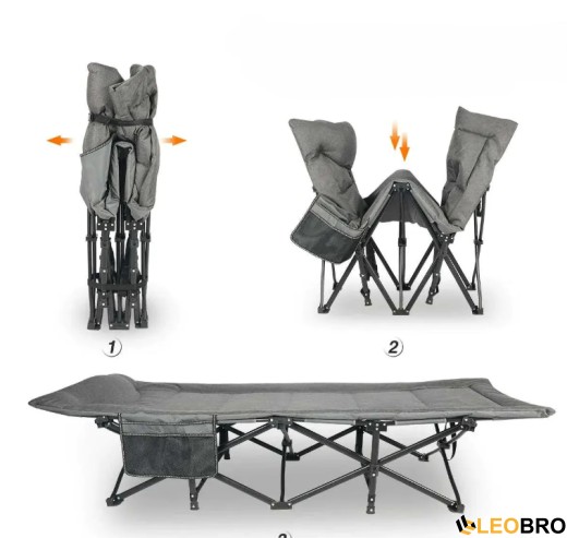 Туристична розкладачка LEOBRO Чорна (HT-169K Black) - 4