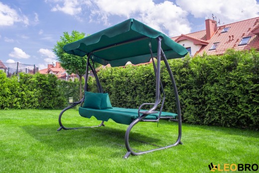 Велика гойдалка з подушками LEOBRO Luxury Green - 11