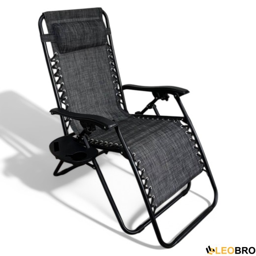 Розкладне крісло шезлонг LEOBRO Zero Gravity темно-сіре (HT-167D DARK GREY) - 1