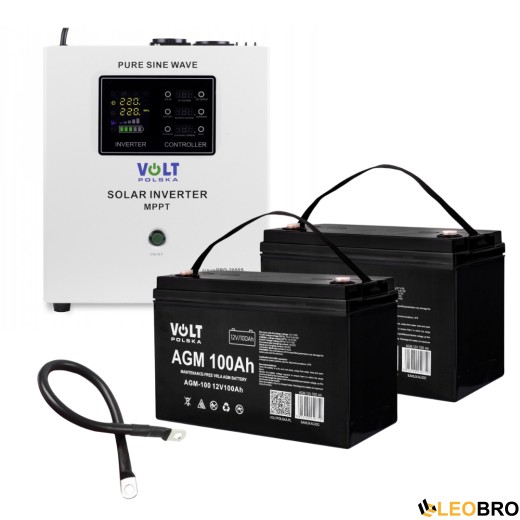 Гібридний ДБЖ/інвертор Volt Polska SINUS PRO 2000 S 24/230V 1400/2000W + 2 шт Акумулятор VOLT VRLA 100Ah 12V - 1