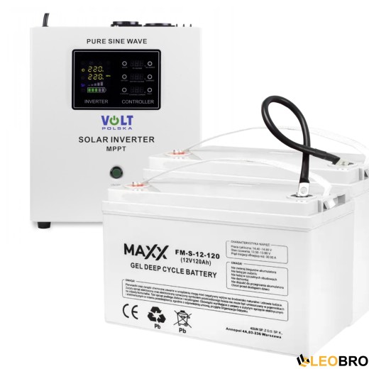 Комплект Volt Polska SINUS PRO 2000S 24/230V 1400/2000W + Акумулятор гелевий 4SUN GEL 120 Ah 2 шт - 1