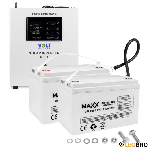 Комплект Volt Polska SINUS PRO 2000S 24/230V 1400/2000W + Акумулятор гелевий 4SUN GEL 100 Ah 2 шт - 1