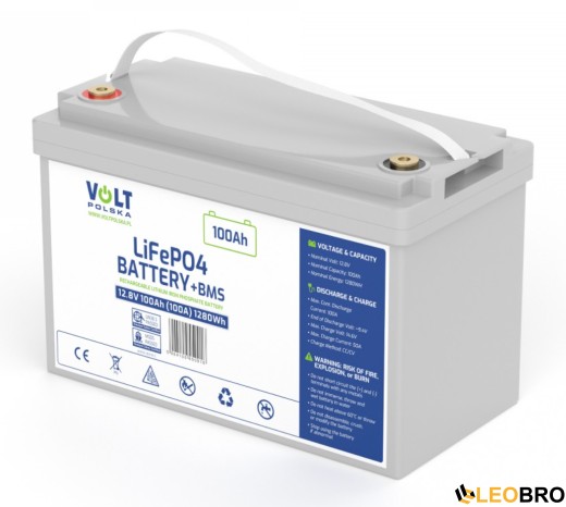 Акумулятор Volt Polska LiFePO4 12,8V 100Ah (100A) + BMS (6AKLI10012) - 1