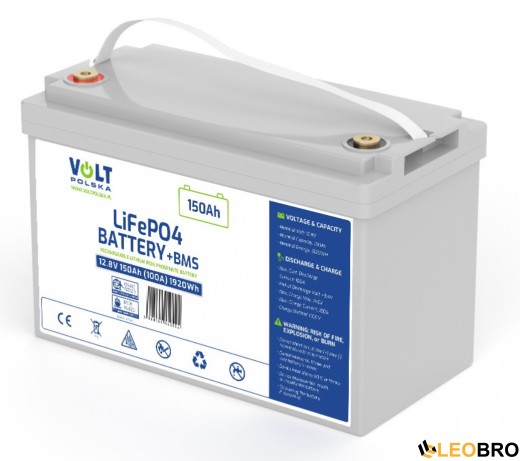 Акумулятор Volt Polska LiFePO4 12,8V 150Ah (100A) + BMS (6AKLI15012) - 1