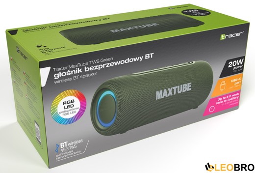 Bluetooth колонка Tracer MaxTube TWS Green 20W (TRAGLO47359) - 6