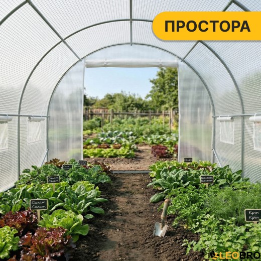 Посилена садова теплиця парник LEOBRO Garden 10м2 White (LB-10M25W) - 8