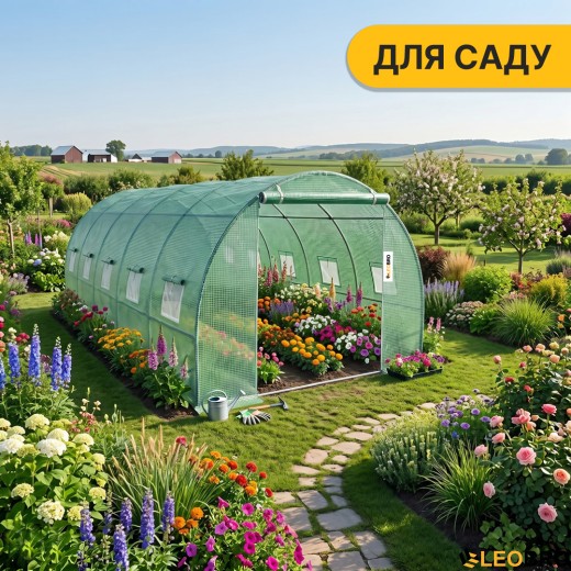 Посилена садова теплиця парник LEOBRO Garden 18м2 Green (LB-18M25) - 7