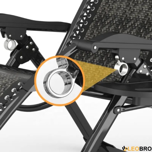 Розкладне крісло шезлонг Zero Gravity LEOBRO Сіре плетене Ротанг (ZGC-S10) - 3
