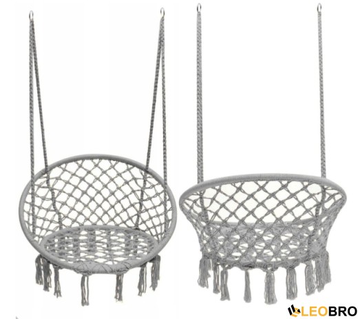 Гойдалка гніздо 110 см плетена FUNFIT Gray (2766) - 4