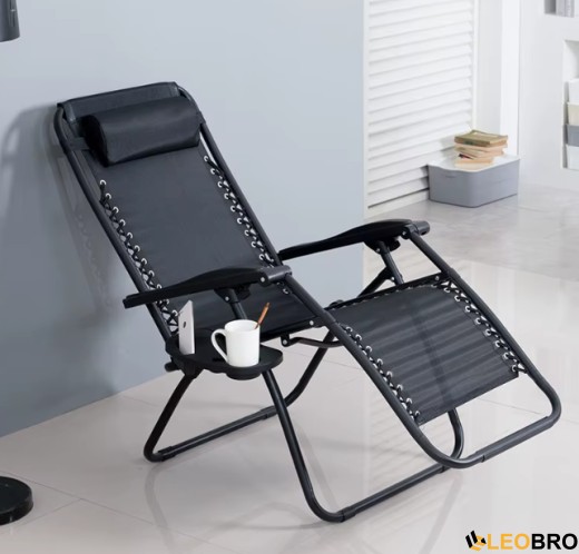 Розкладне крісло шезлонг LEOBRO Zero Gravity Black (LB-ZGC-A1-BLK) - 5