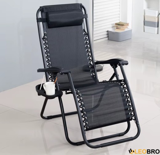 Розкладне крісло шезлонг LEOBRO Zero Gravity Black (LB-ZGC-A1-BLK) - 7