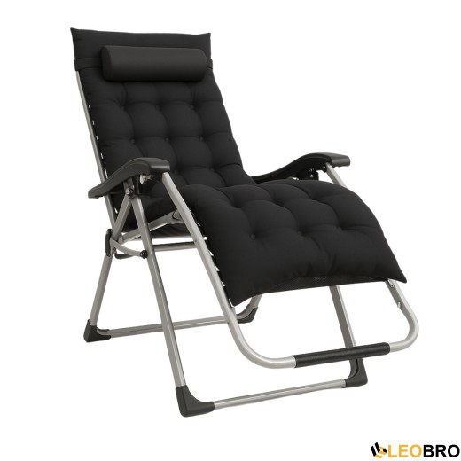 Розкладне крісло шезлонг LEOBRO Zero Gravity Premium Plus Чорне (LB-ZGC-E1-BLK) - 18