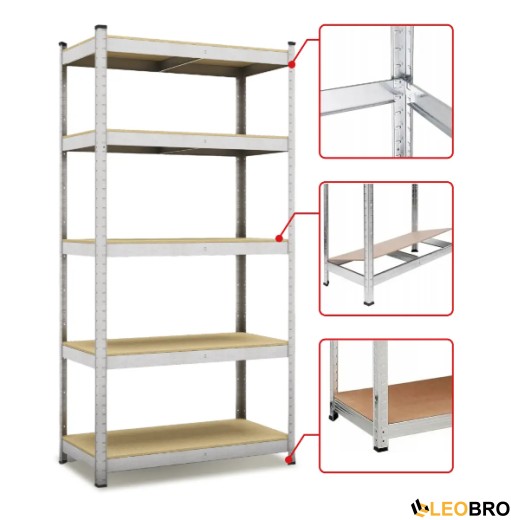 Стелаж з прихованими поличками LEOBRO 180 х 270 х 40 см, 175кг/полиця (LB-R175-GANX3) - 2