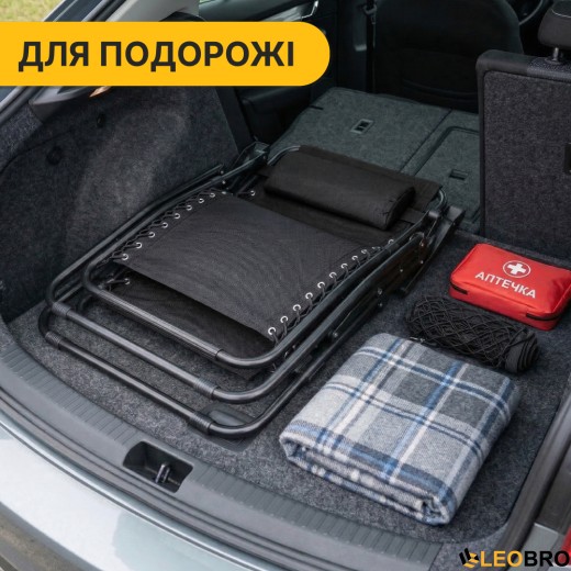 Раскладное кресло шезлонг LEOBRO Zero Gravity Black (LB-ZGC-F1-BLK) - 2