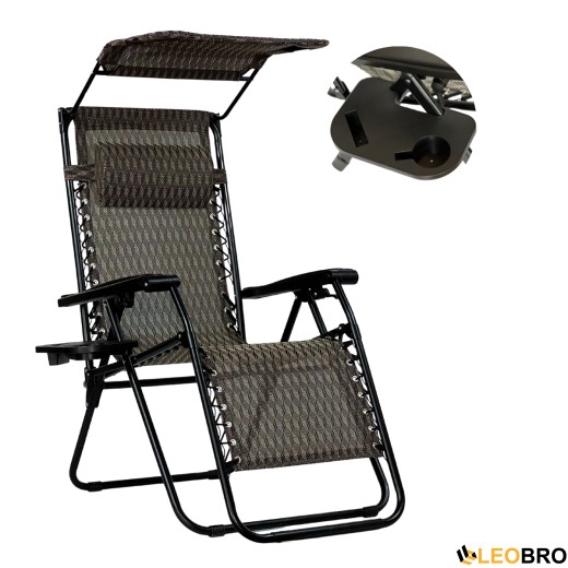 Розкладне крісло шезлонг з козирком LEOBRO Zero Gravity Plaid (LB-ZGC-H1-PLD - 2
